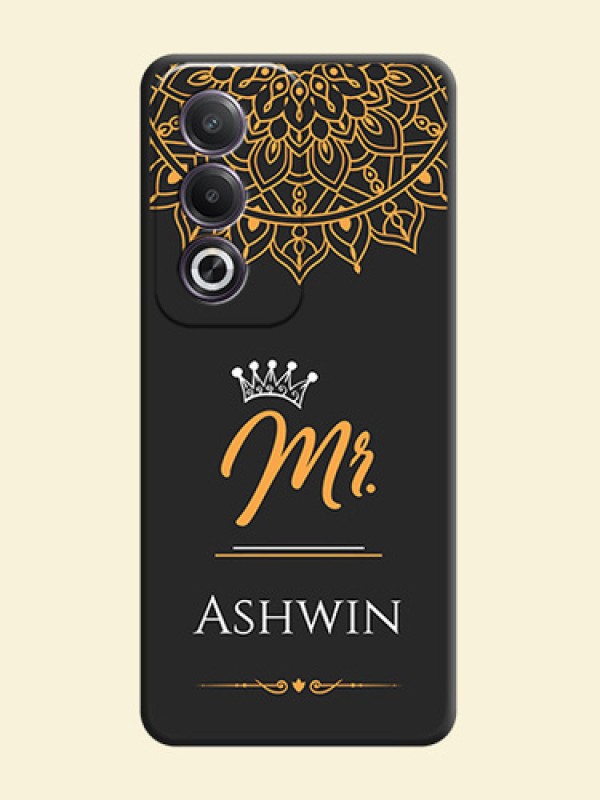 Mr Name with Floral Design On Space Black Custom Soft Matte Mobile Back Cover - Oppo K12x 5G