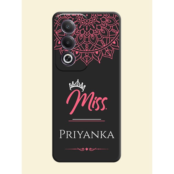 Mrs Name with Floral Design On Space Black Custom Soft Matte Mobile Back Cover - Oppo K12x 5G Mrs Name with Floral Design On Space Black Custom Soft Matte Mobile Back Cover - Oppo K12x 5G