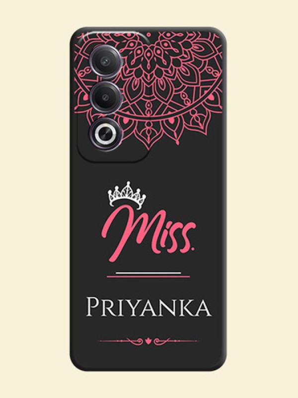 Mrs Name with Floral Design On Space Black Custom Soft Matte Mobile Back Cover - Oppo K12x 5G