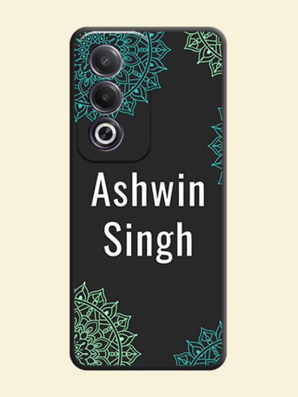Your Name with Floral Design On Space Black Custom Soft Matte Mobile Back Cover - Oppo K12x 5G