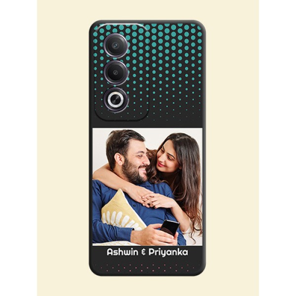 Faded Dots with Grunge Photo Frame and Text On Space Black Custom Soft Matte Mobile Back Cover - Oppo K12x 5G Faded Dots with Grunge Photo Frame and Text On Space Black Custom Soft Matte Mobile Back Cover - Oppo K12x 5G