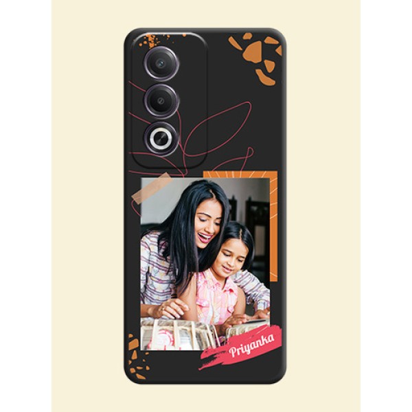Orange Photo Frame On Space Black Custom Soft Matte Mobile Back Cover - Oppo K12x 5G Orange Photo Frame On Space Black Custom Soft Matte Mobile Back Cover - Oppo K12x 5G