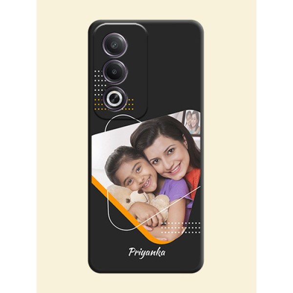 Yellow Triangle on Photo On Space Black Custom Soft Matte Mobile Back Cover - Oppo K12x 5G