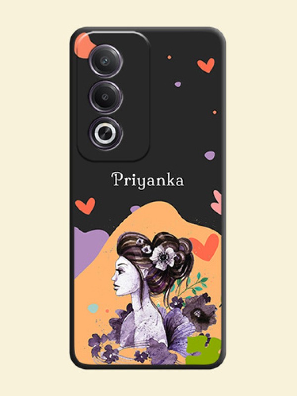 Namecase For Her With Fancy Lady Image On Space Black Custom Soft Matte Mobile Back Cover - Oppo K12x 5G