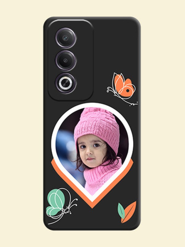 Upload Pic With Simple Butterly Design On Space Black Custom Soft Matte Mobile Back Cover - Oppo K12x 5G