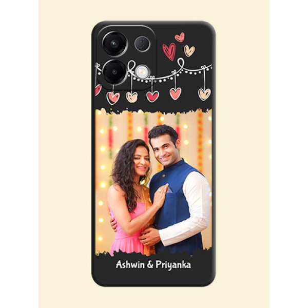 Pink Love Hangings with Name On Space Black Custom Soft Matte Mobile Back Cover - Oppo K13 5G Pink Love Hangings with Name On Space Black Custom Soft Matte Mobile Back Cover - Oppo K13 5G