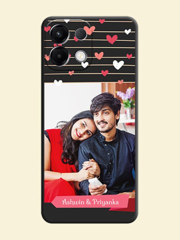 Love Pattern with Name on Pink Ribbon on Photo On Space Black Custom Soft Matte Mobile Back Cover - Oppo K13 5G