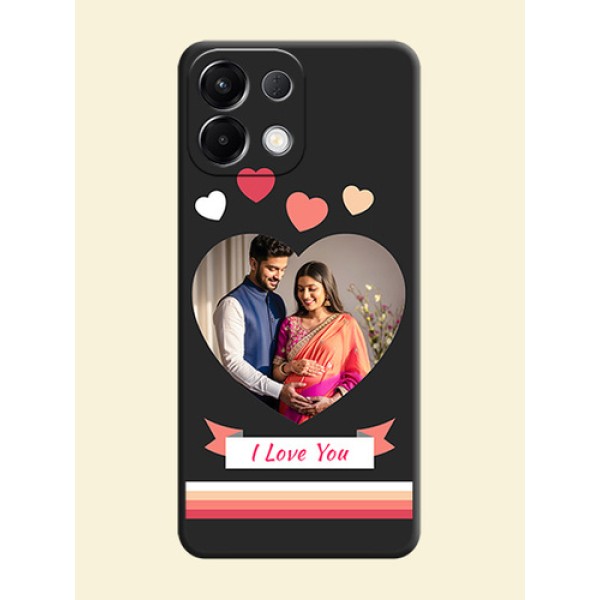 Love Shaped Photo with Colorful Stripes On Space Black Custom Soft Matte Mobile Back Cover - Oppo K13 5G Love Shaped Photo with Colorful Stripes On Space Black Custom Soft Matte Mobile Back Cover - Oppo K13 5G