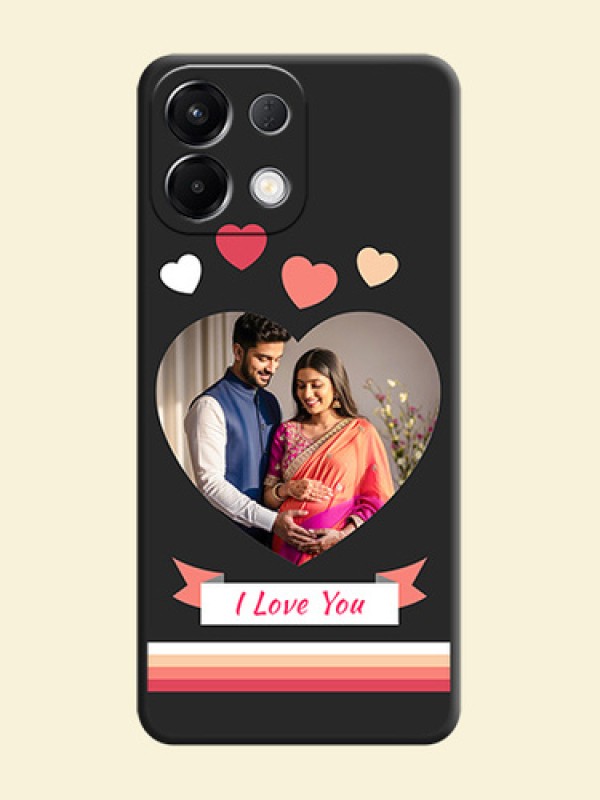 Love Shaped Photo with Colorful Stripes On Space Black Custom Soft Matte Mobile Back Cover - Oppo K13 5G
