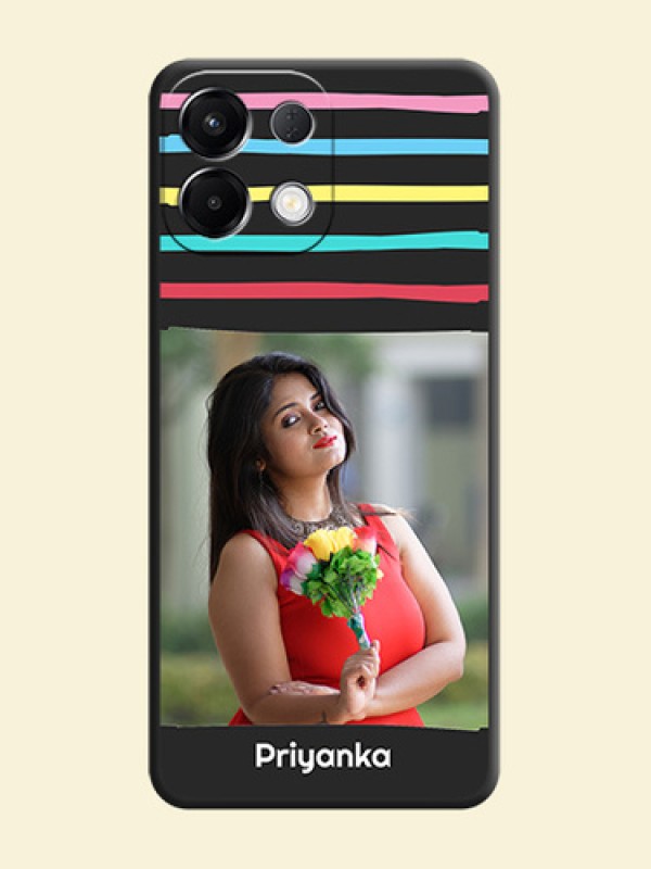 Multicolor Lines with Image On Space Black Custom Soft Matte Mobile Back Cover - Oppo K13 5G