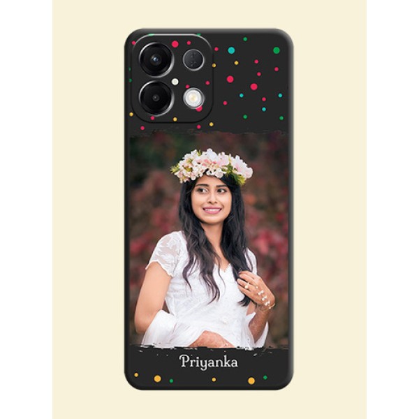 Multicolor Dotted Pattern with Text On Space Black Custom Soft Matte Mobile Back Cover - Oppo K13 5G