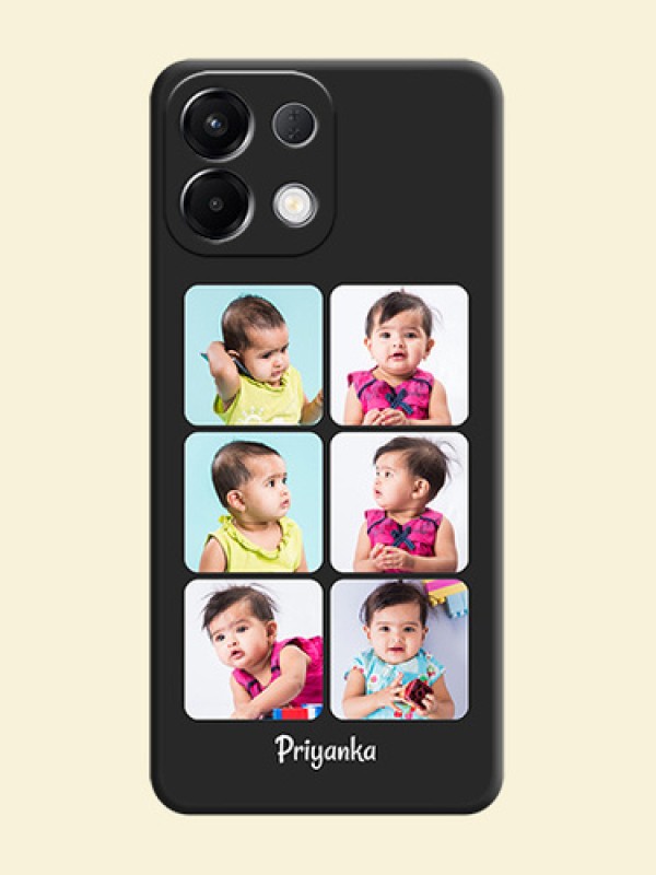 Floral Art with 6 Image Holder on Photo On Space Black Custom Soft Matte Mobile Back Cover - Oppo K13 5G