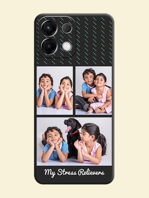Cross Dotted Pattern with 2 Image Holder On Space Black Custom Soft Matte Mobile Back Cover - Oppo K13 5G