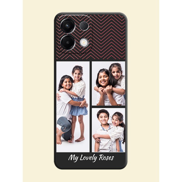 Wave Pattern with 3 Image Holder On Space Black Custom Soft Matte Mobile Back Cover - Oppo K13 5G Wave Pattern with 3 Image Holder On Space Black Custom Soft Matte Mobile Back Cover - Oppo K13 5G