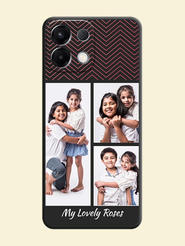 Wave Pattern with 3 Image Holder On Space Black Custom Soft Matte Mobile Back Cover - Oppo K13 5G