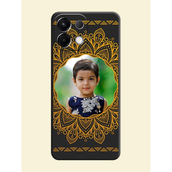 Round Image with Floral Design On Space Black Custom Soft Matte Mobile Back Cover - Oppo K13 5G Round Image with Floral Design On Space Black Custom Soft Matte Mobile Back Cover - Oppo K13 5G