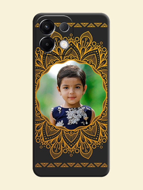 Round Image with Floral Design On Space Black Custom Soft Matte Mobile Back Cover - Oppo K13 5G