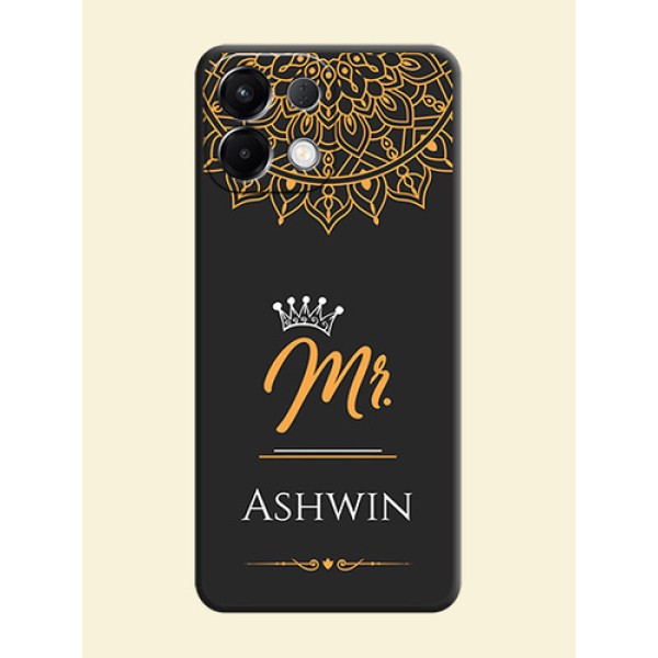 Mr Name with Floral Design On Space Black Custom Soft Matte Mobile Back Cover - Oppo K13 5G Mr Name with Floral Design On Space Black Custom Soft Matte Mobile Back Cover - Oppo K13 5G
