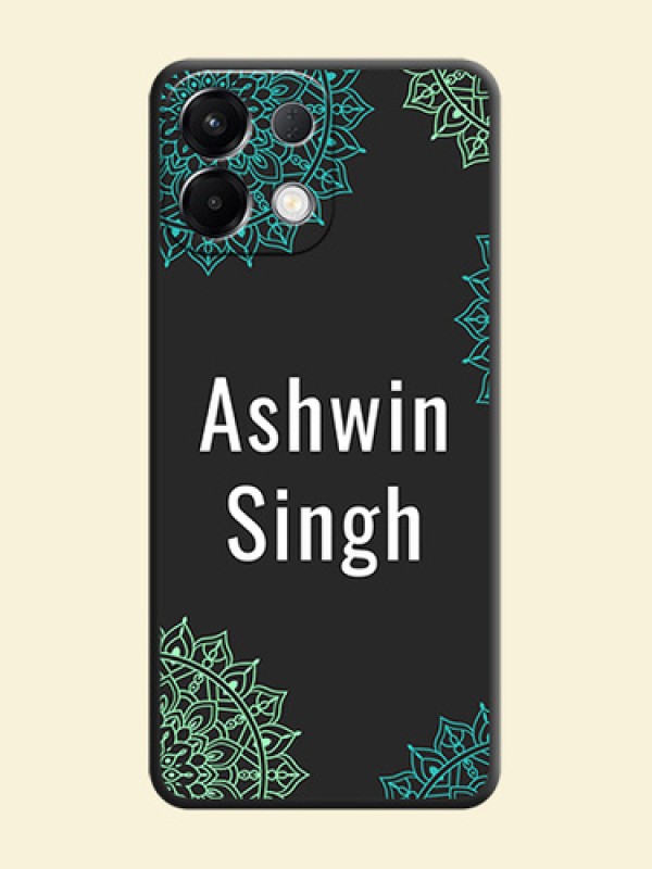 Your Name with Floral Design On Space Black Custom Soft Matte Mobile Back Cover - Oppo K13 5G