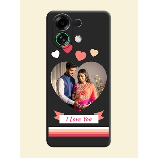 Love Shaped Photo with Colorful Stripes On Space Black Custom Soft Matte Mobile Back Cover - Oppo K13 Turbo 5G Love Shaped Photo with Colorful Stripes On Space Black Custom Soft Matte Mobile Back Cover - Oppo K13 Turbo 5G