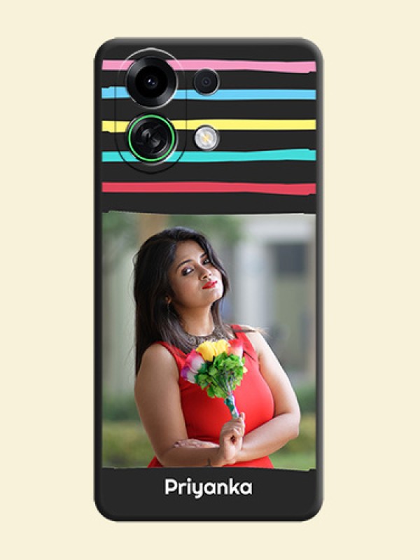 Multicolor Lines with Image On Space Black Custom Soft Matte Mobile Back Cover - Oppo K13 Turbo 5G