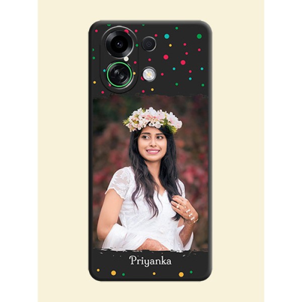 Multicolor Dotted Pattern with Text On Space Black Custom Soft Matte Mobile Back Cover - Oppo K13 Turbo 5G