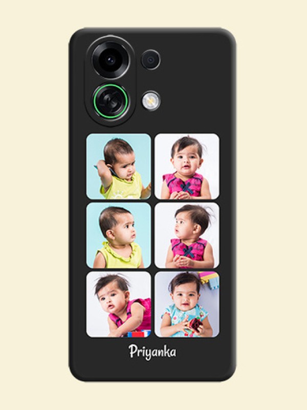 Floral Art with 6 Image Holder on Photo On Space Black Custom Soft Matte Mobile Back Cover - Oppo K13 Turbo 5G