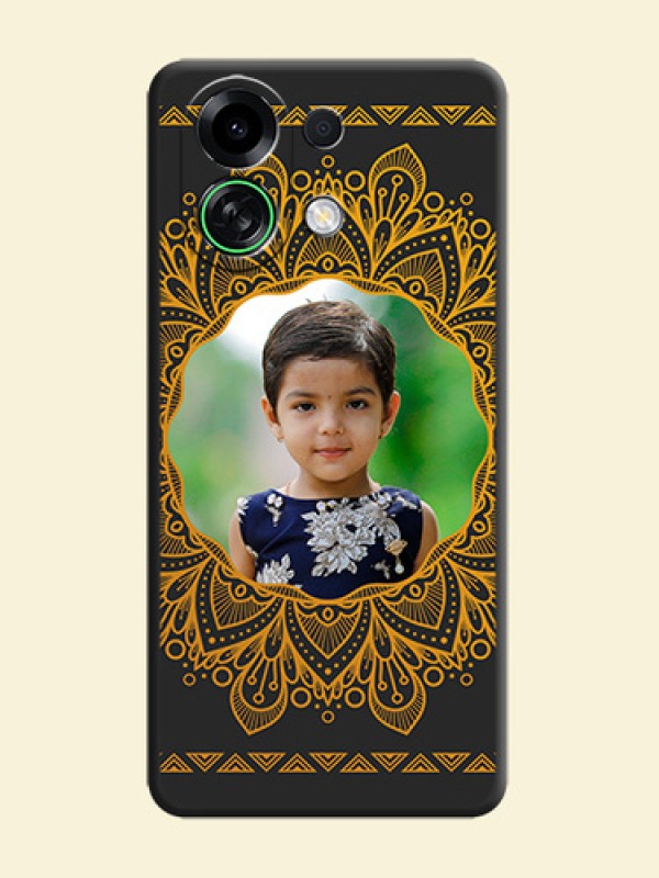 Round Image with Floral Design On Space Black Custom Soft Matte Mobile Back Cover - Oppo K13 Turbo 5G