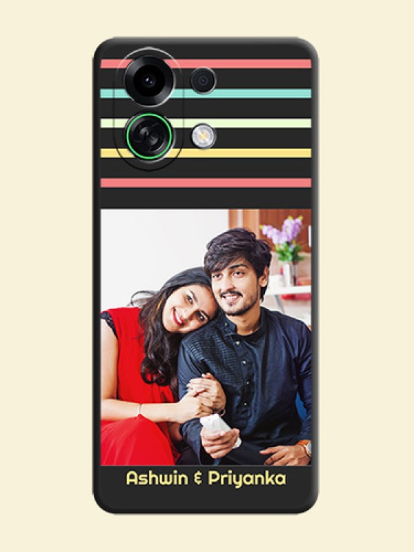 Color Stripes with Photo and Text on Photo On Space Black Custom Soft Matte Mobile Back Cover - Oppo K13 Turbo 5G