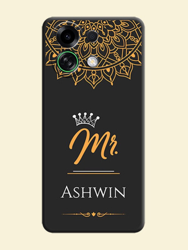 Mr Name with Floral Design On Space Black Custom Soft Matte Mobile Back Cover - Oppo K13 Turbo 5G