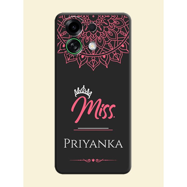 Mrs Name with Floral Design On Space Black Custom Soft Matte Mobile Back Cover - Oppo K13 Turbo 5G Mrs Name with Floral Design On Space Black Custom Soft Matte Mobile Back Cover - Oppo K13 Turbo 5G