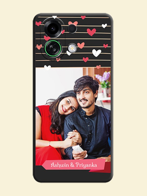 Love Pattern with Name on Pink Ribbon on Photo On Space Black Custom Soft Matte Mobile Back Cover - Oppo K13 Turbo Pro 5G