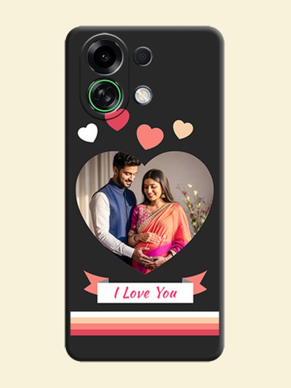 Love Shaped Photo with Colorful Stripes On Space Black Custom Soft Matte Mobile Back Cover - Oppo K13 Turbo Pro 5G