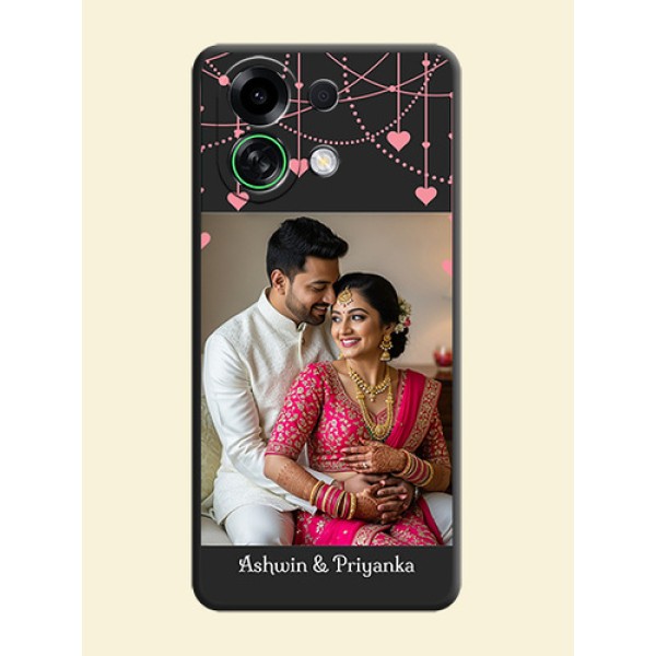 Pink Love Hangings with Text On Space Black Custom Soft Matte Mobile Back Cover - Oppo K13 Turbo Pro 5G Pink Love Hangings with Text On Space Black Custom Soft Matte Mobile Back Cover - Oppo K13 Turbo Pro 5G