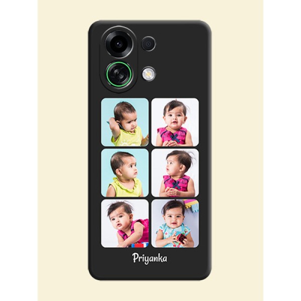 Floral Art with 6 Image Holder on Photo On Space Black Custom Soft Matte Mobile Back Cover - Oppo K13 Turbo Pro 5G Floral Art with 6 Image Holder on Photo On Space Black Custom Soft Matte Mobile Back Cover - Oppo K13 Turbo Pro 5G