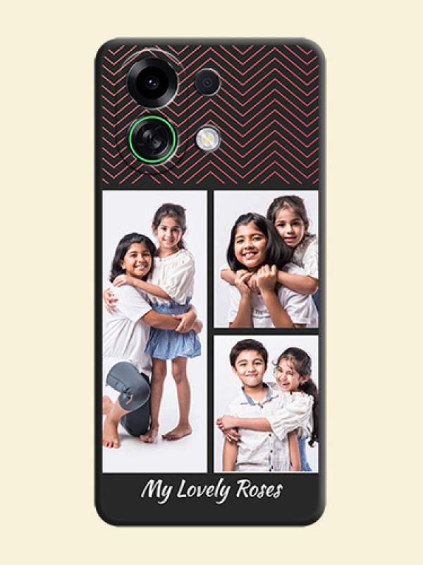 Wave Pattern with 3 Image Holder On Space Black Custom Soft Matte Mobile Back Cover - Oppo K13 Turbo Pro 5G