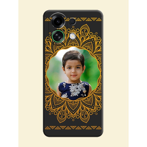 Round Image with Floral Design On Space Black Custom Soft Matte Mobile Back Cover - Oppo K13 Turbo Pro 5G Round Image with Floral Design On Space Black Custom Soft Matte Mobile Back Cover - Oppo K13 Turbo Pro 5G