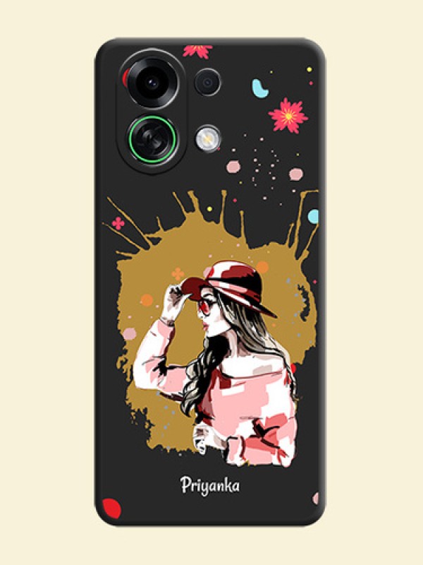 Mordern Lady With Color Splash Background With Custom Text On Space Black Custom Soft Matte Mobile Back Cover - Oppo K13 Turbo Pro 5G