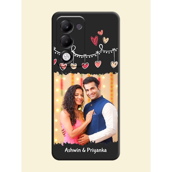 Pink Love Hangings with Name On Space Black Custom Soft Matte Mobile Back Cover - Oppo k13x 5G