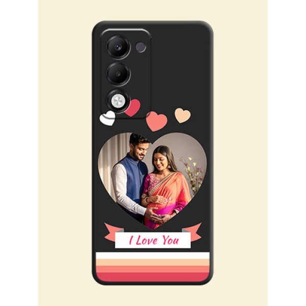 Love Shaped Photo with Colorful Stripes On Space Black Custom Soft Matte Mobile Back Cover - Oppo k13x 5G Love Shaped Photo with Colorful Stripes On Space Black Custom Soft Matte Mobile Back Cover - Oppo k13x 5G