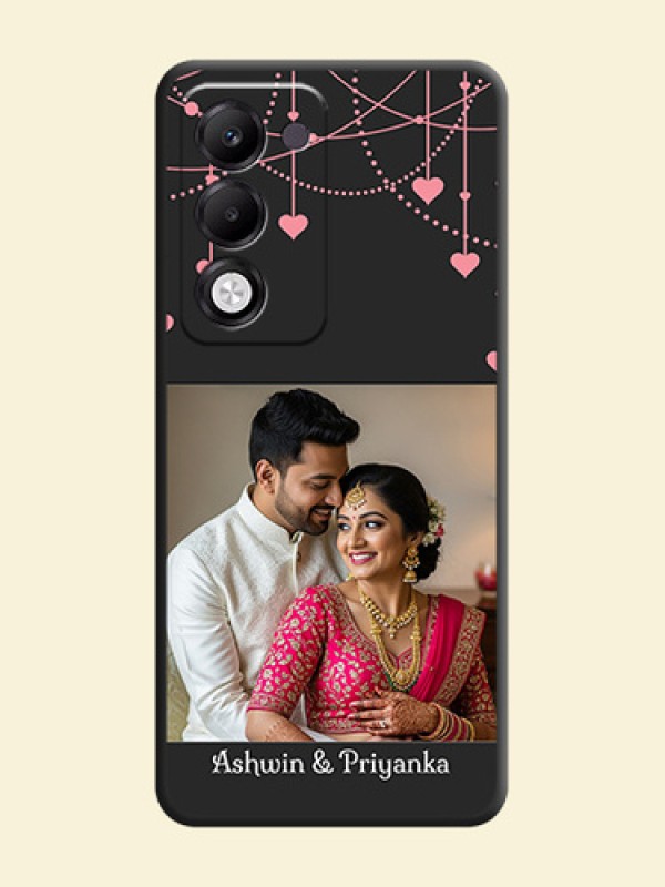Pink Love Hangings with Text On Space Black Custom Soft Matte Mobile Back Cover - Oppo k13x 5G