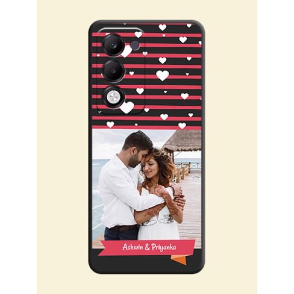 White Color Love Symbols with Pink Lines Pattern On Space Black Custom Soft Matte Mobile Back Cover - Oppo k13x 5G White Color Love Symbols with Pink Lines Pattern On Space Black Custom Soft Matte Mobile Back Cover - Oppo k13x 5G
