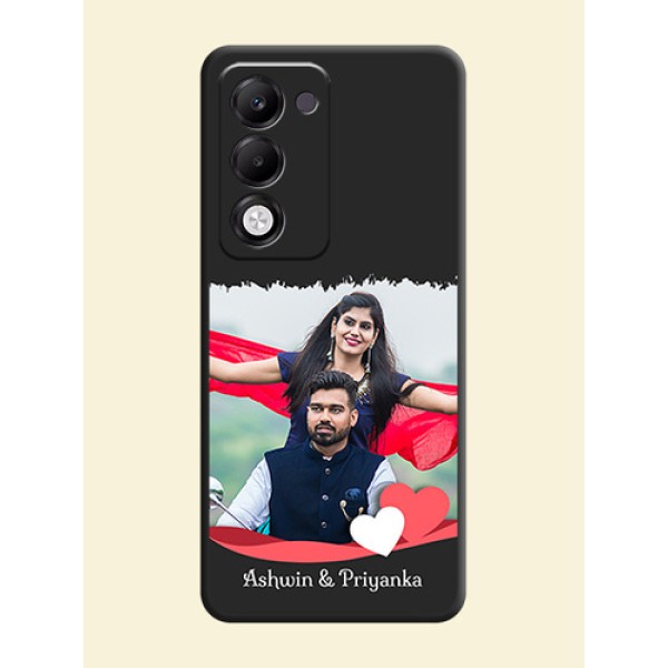 Pin Color Love Shaped Ribbon Design with Text On Space Black Custom Soft Matte Mobile Back Cover - Oppo k13x 5G Pin Color Love Shaped Ribbon Design with Text On Space Black Custom Soft Matte Mobile Back Cover - Oppo k13x 5G