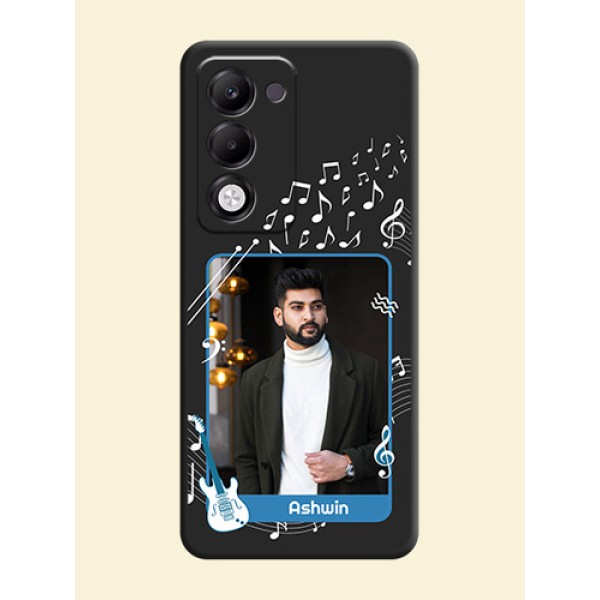 Musical Theme Design with Text on Photo On Space Black Custom Soft Matte Mobile Back Cover - Oppo k13x 5G Musical Theme Design with Text on Photo On Space Black Custom Soft Matte Mobile Back Cover - Oppo k13x 5G