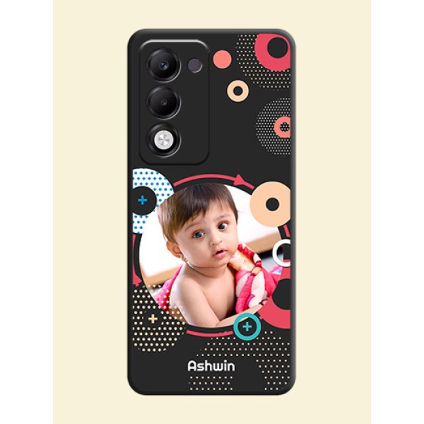 Multicoloured Round Image On Space Black Custom Soft Matte Mobile Back Cover - Oppo k13x 5G Multicoloured Round Image On Space Black Custom Soft Matte Mobile Back Cover - Oppo k13x 5G