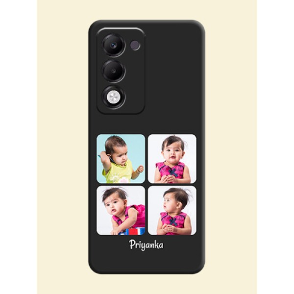 Floral Art with 6 Image Holder on Photo On Space Black Custom Soft Matte Mobile Back Cover - Oppo k13x 5G Floral Art with 6 Image Holder on Photo On Space Black Custom Soft Matte Mobile Back Cover - Oppo k13x 5G