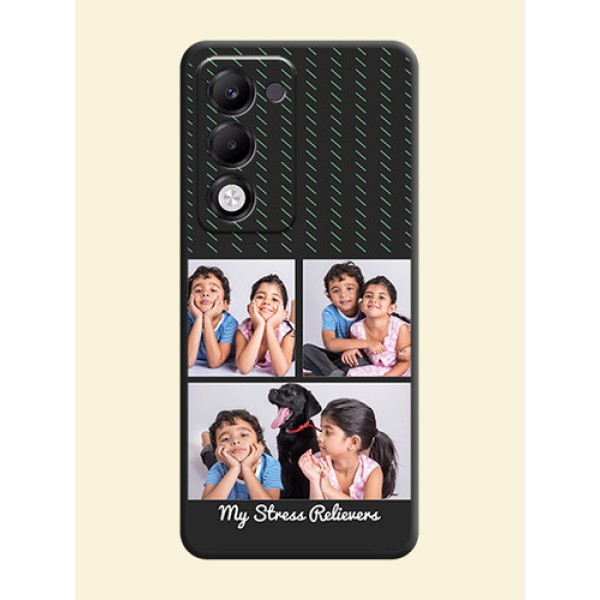 Cross Dotted Pattern with 2 Image Holder On Space Black Custom Soft Matte Mobile Back Cover - Oppo k13x 5G Cross Dotted Pattern with 2 Image Holder On Space Black Custom Soft Matte Mobile Back Cover - Oppo k13x 5G