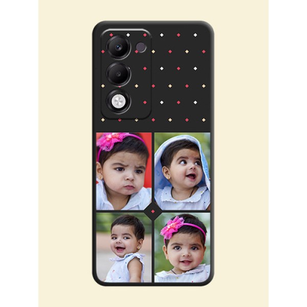 Multicolor Dotted Pattern with 4 Image Holder On Space Black Custom Soft Matte Mobile Back Cover - Oppo k13x 5G Multicolor Dotted Pattern with 4 Image Holder On Space Black Custom Soft Matte Mobile Back Cover - Oppo k13x 5G