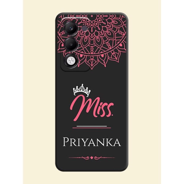Mrs Name with Floral Design On Space Black Custom Soft Matte Mobile Back Cover - Oppo k13x 5G Mrs Name with Floral Design On Space Black Custom Soft Matte Mobile Back Cover - Oppo k13x 5G