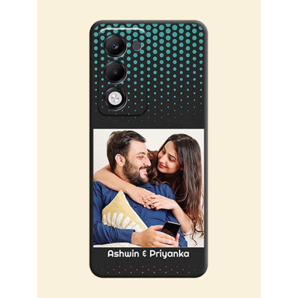 Faded Dots with Grunge Photo Frame and Text On Space Black Custom Soft Matte Mobile Back Cover - Oppo k13x 5G Faded Dots with Grunge Photo Frame and Text On Space Black Custom Soft Matte Mobile Back Cover - Oppo k13x 5G